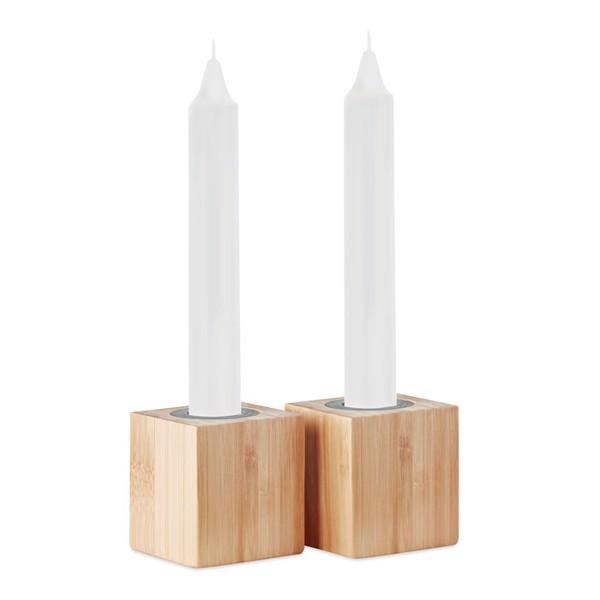2 candles and bamboo holders Pyramide