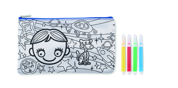 Pencil case with markers Kiddo - Royal Blue