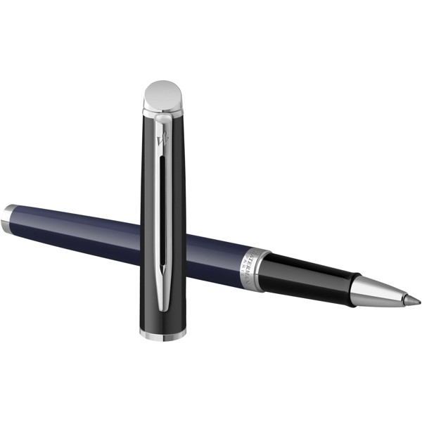 Penna roller colorata con finiture in palladio Hemisphere (inchiostro nero) - Blu / Nero