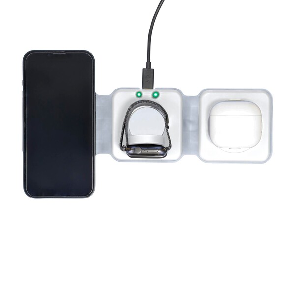 Chargeur sans fil Trigo | Recyclé | 3-en-1 - blanc
