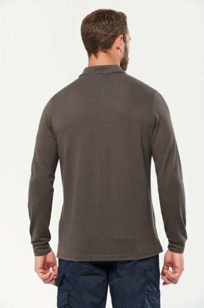 Muška polo majica dugih rukava - Bijela / 4XL