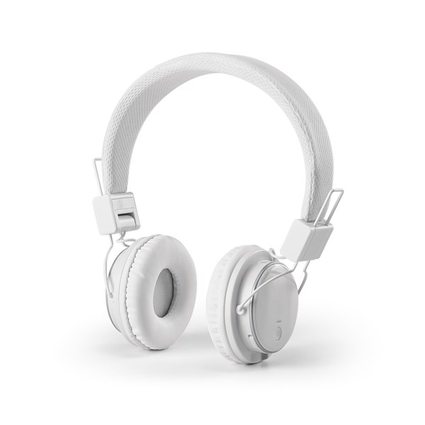 BARON. Casque audio pliable et ajustable en ABS - Blanc