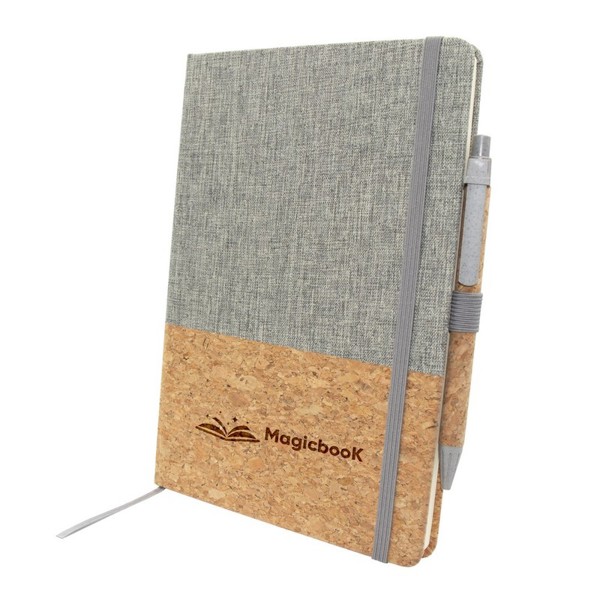 Cork notebook A5 with ball pen | Layla - grey