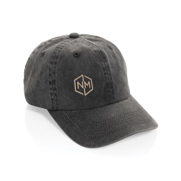 BEAU AWARE™ Washed 6 panel 270gsm cotton twill cap - Black