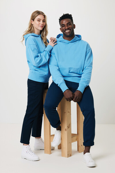 Mikina s kapucí Iqoniq Yoho relaxed fit z recykl. bavlny - Tranquil Blue / M