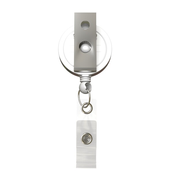 Carretel de crachá retrátil em forma redonda com o logótipo ⌀2,8cm - Cor integral / Branco / Bull dog clip
