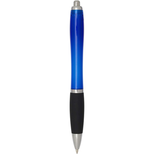 Stylo bille en plastique recyclé RCS avec corps coloré et grip noir (encre noire) Nash - Bleu royal