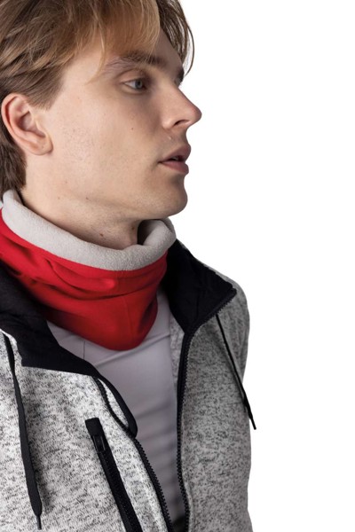 Fleece-Lined Neckwarmer - Red / Light Grey