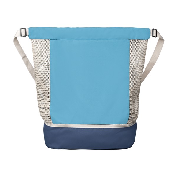 Neri Recycled Mesh Drawstring Bag - 34L - Steel Blue / Heat transfer