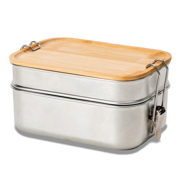 1000 ml Alcora double lunch box - Silver