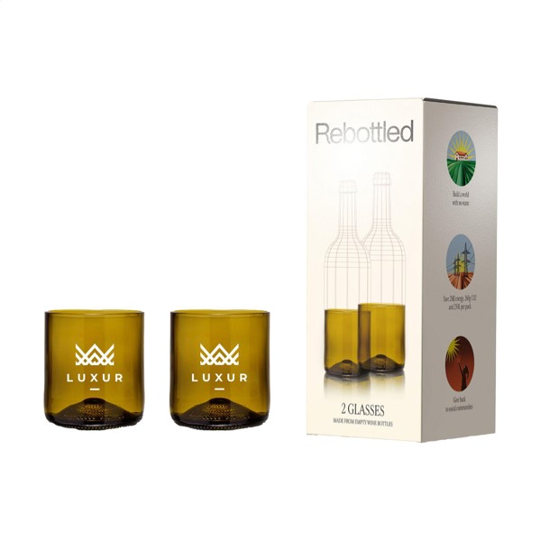 Rebottled® Short Tumbler 2-pack verres - vert olive