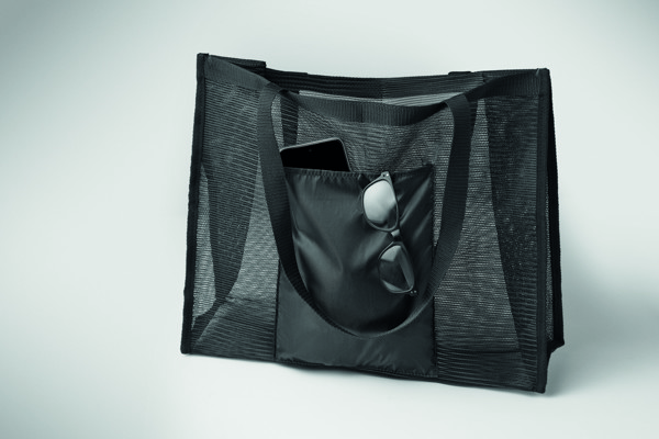 RPET mrežasta torba za kupovinu Limp - Crna