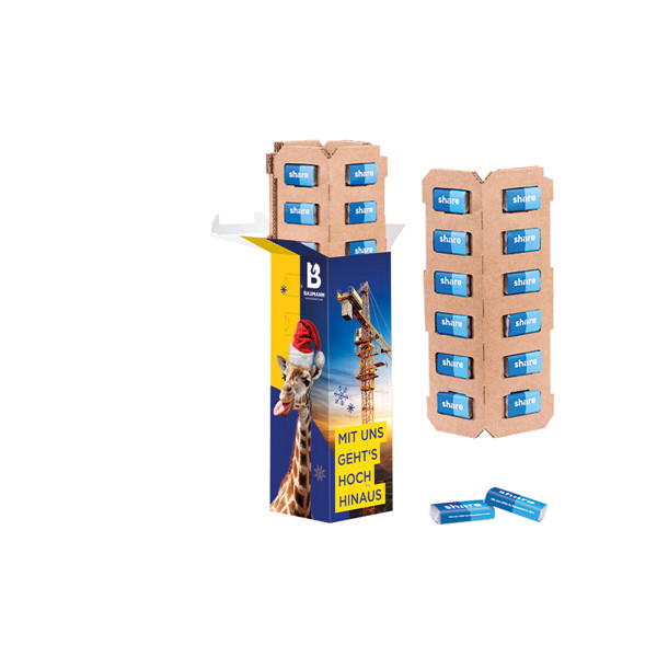 Adventskalender Eco High Tower, Weiß / 24 Share Schokotäfelchen, 72 G