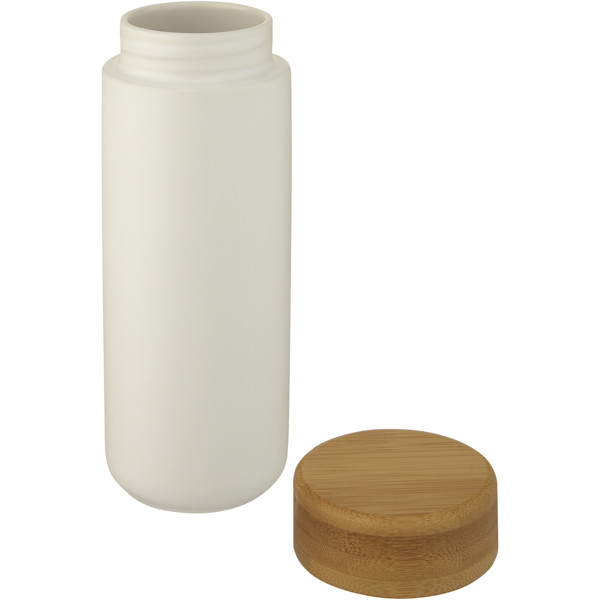 Copo térmico de cerâmica de 300 ml com tampa de bambu "Lumi" - Branco