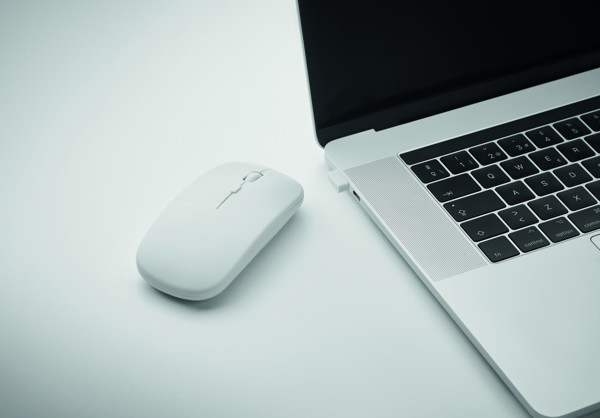 Brezžična miška Curvy C, 500 mAh, recikliran ABS - Bela