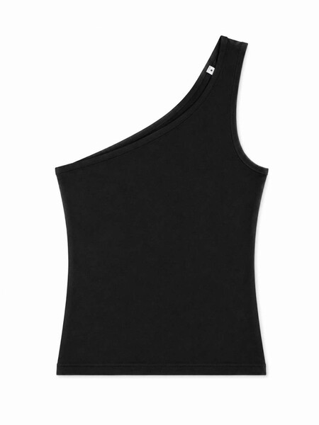 Womens Fitted One Shoulder Top - Black / S