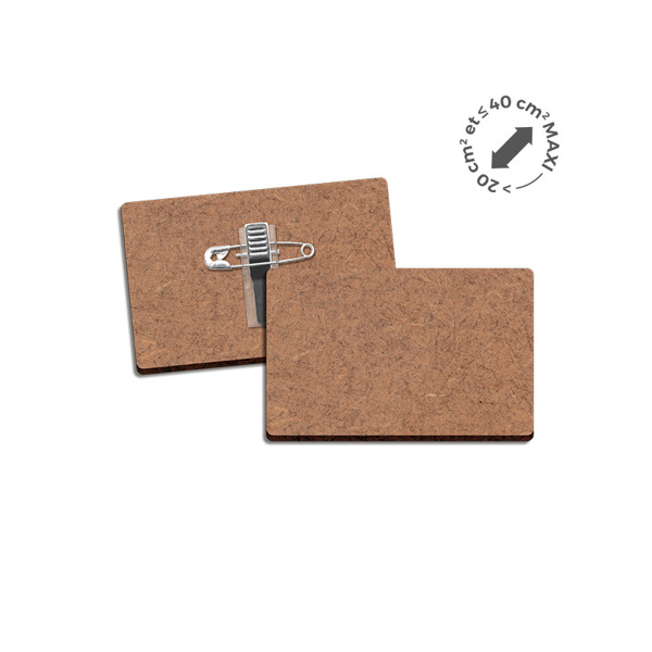 BADGE SUR-MESUREMDF EP 3mm AVEC PINCE-EPINGLE ENTRE 20 cm2 ET 40 cm2