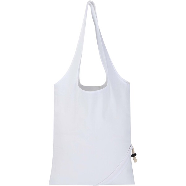 Madras Blend 140 g/m² GRS recycled foldable cotton tote bag 7L - White