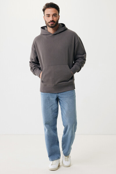 Mikina s kapucí Iqoniq Yoho relaxed fit z recykl. bavlny - Antracitová / XXXL