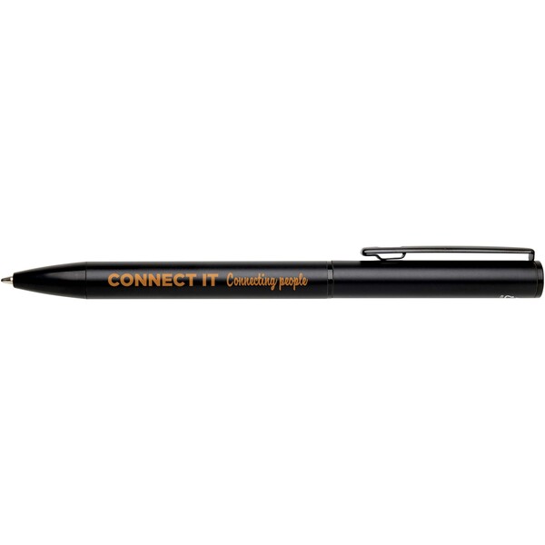 Verton recycled aluminium twist ballpoint pen with sleeve (blue ink) - Black