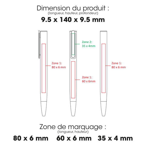 URRGH - BND192 - Stylo à bille en aluminium recyclé et ABS recyclé