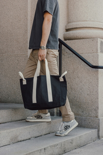 BEAU AWARE™ Beach bag 400gsm recycled canvas, with side hand - Black