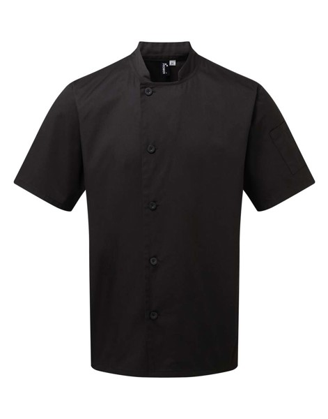 'Essential' Short Sleeve Chef's Jacket - Black / S