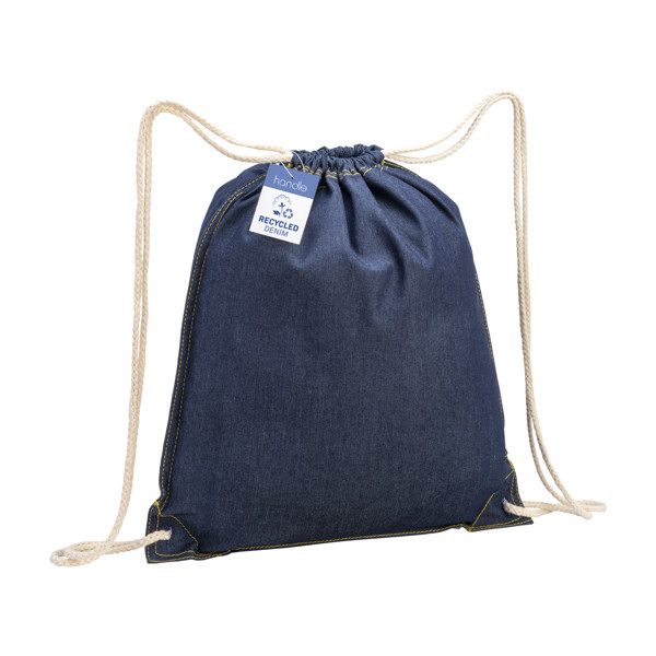 Drawstring Recycled Cotton Denim Backpack Withreinforced Corners