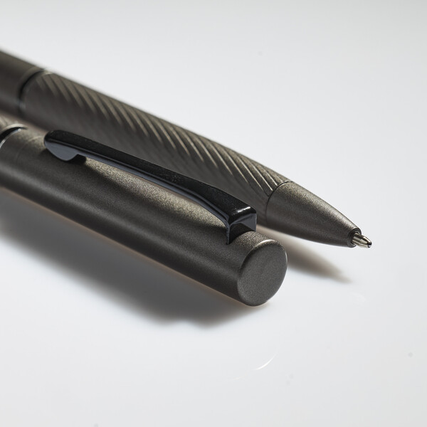 Conjunto de Esferográfica e Roller em Alumínio - Cinzento