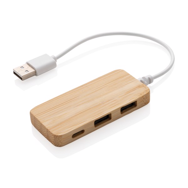 Bambusový USB hub s USB C