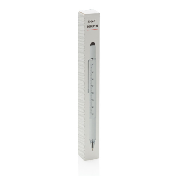 Xd Collection multifunction pen, brass, 7cm ruler - White