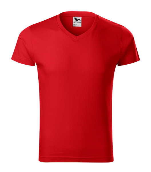 Tričko Pánské Malfini® Slim Fit V-Neck - Červená / 3XL