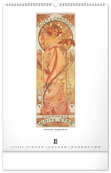 Notique Nástěnný Kalendář Alfons Mucha 2027, 33 x 46 cm