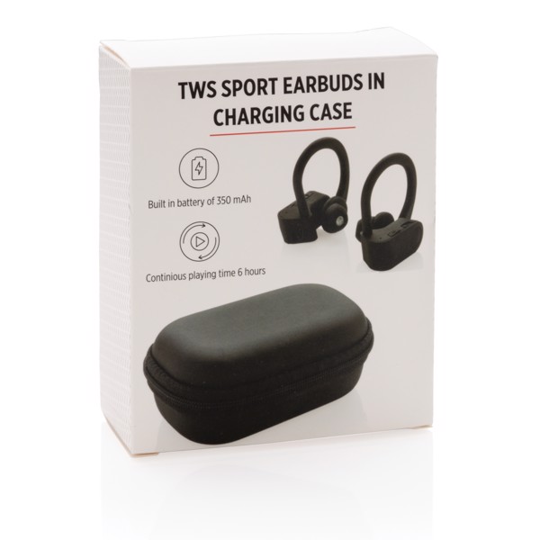 TWS sport earbuds in charging case