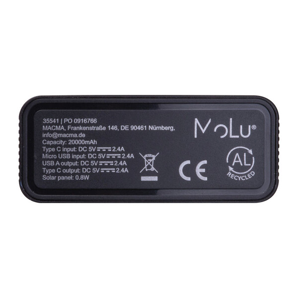 MoLu Solar Power Bank 20,000 mAh Tallahassee