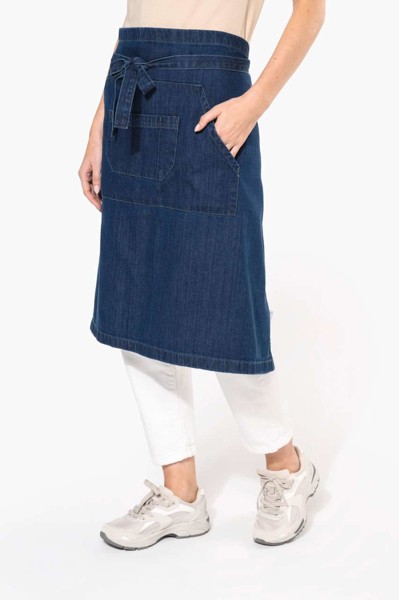 Cotton Long Apron - White