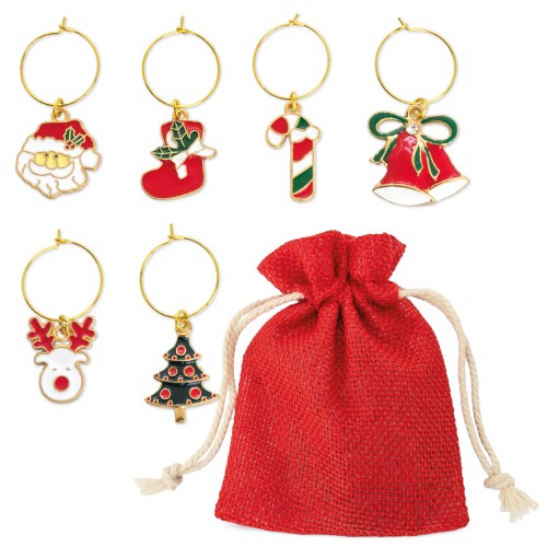 SET OF 6 CHRISTMAS GLASS-MARKER RINGS "BRINDIS"