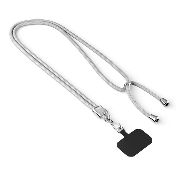 Crossbody, trendy 2-tone cord phone holder made of polyester - White / Silver accessories