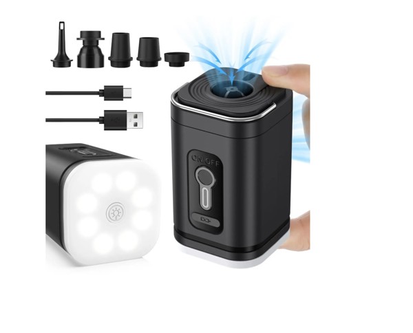 Mini portable pump with LED light - SILVER