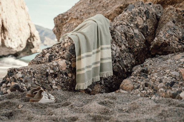 Brisača za hamam Vinga Tolo 180x80cm, 360gsm - Zelena / Izrazito bela