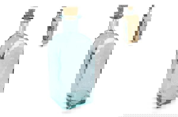 InSideOut Square Recycled Glass Water Bottle ReuuZ with Cork Stopper 1L