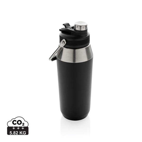 Vacuum stainless steel dual function lid bottle 1L - Black