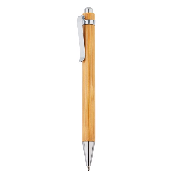 Xd Collection bamboo ballpoint pen, stainless steel - Brown / Silver
