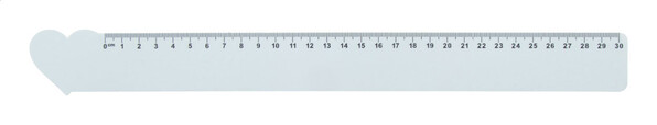 Riglă inimă Couler 30, 30 cm - Alb