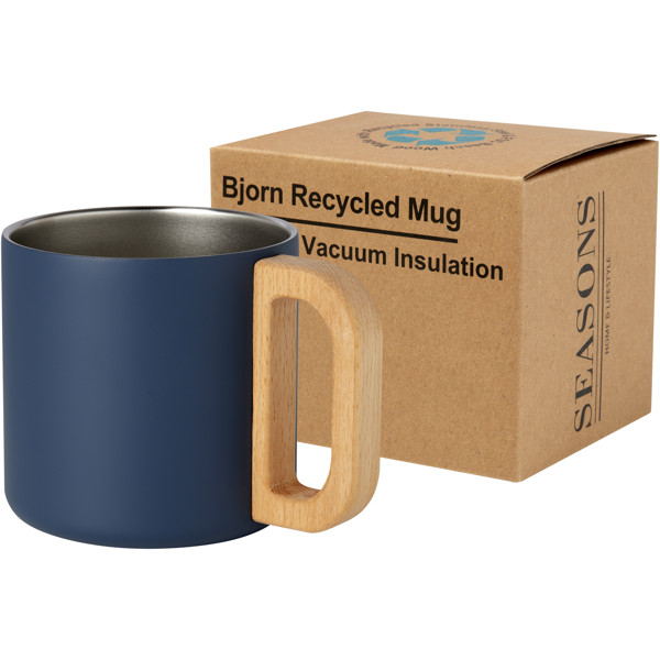 Tasse Bjorn de 360 ml en acier inoxydable recyclé certifiée RCS avec isolation sous vide et couche de cuivre - Bleu foncé