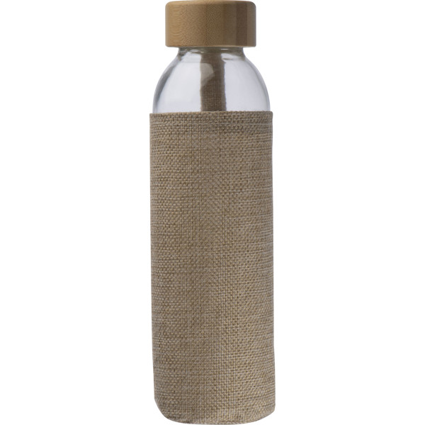 Glass bottle with bamboo lid and Jute cover CARLOTTA - Transparent