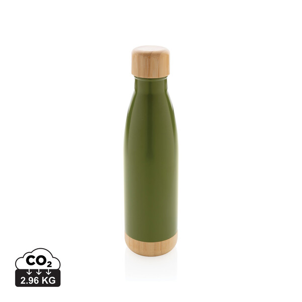 Xd Collection vakuumska steklenica 520 ml, pokrov iz bambusa - Zelena