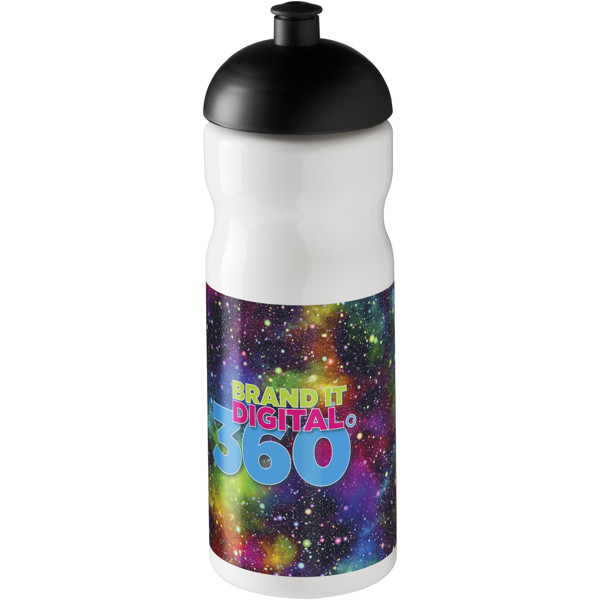 Garrafa desportiva com tampa Dome de 650 ml H2O Base® - Branco / Preto Liso
