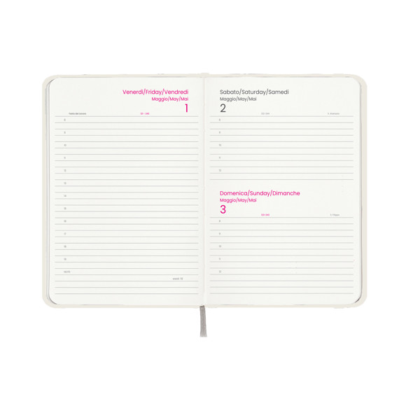 Agenda Giornaliera 2026, Copertina Rigida In Cartoncino Laminato - Bianco
