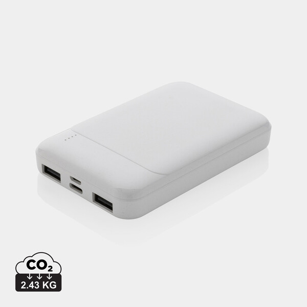 RCS gerecycled plastic 5.000 mAh powerbank - Wit